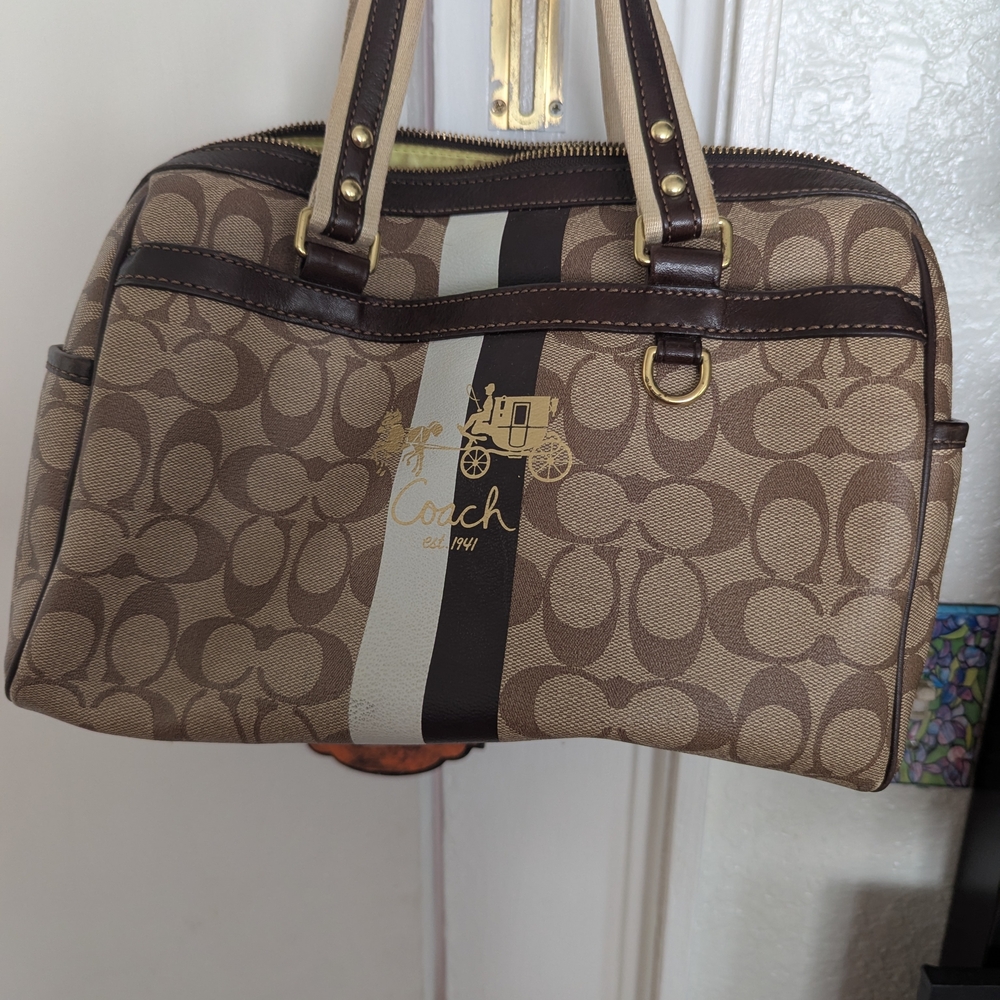 Coach Signature Brown and Cream Tote